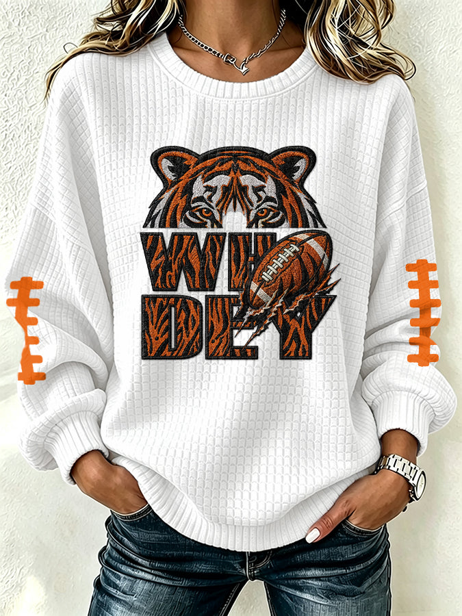 Women'S Football Print Round Neck Sweatshirt