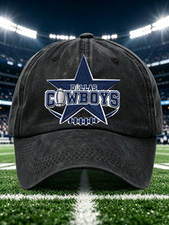 Unisex Football Print Washed Duckbill Cap