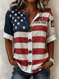 Women'S Casual Independence Day Print Top