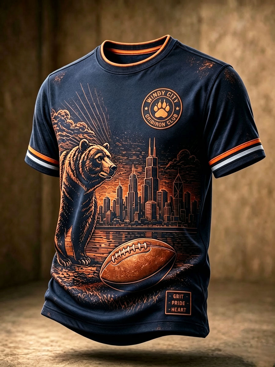 Men'S Football Fan Print Casual T-Shirt