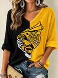 Women'S Football Print Waffle Top