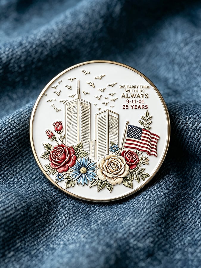 Unisex 9/11 25th Anniversary We Will Never Forget Brooch