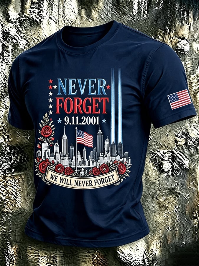Men's 9.11 Never Forget Print Casual T-shirt