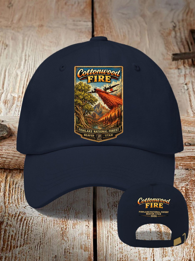 Retro Cottonwood Fire Fishlake National Forest, Beaver, Utah 2026 Print Baseball Cap