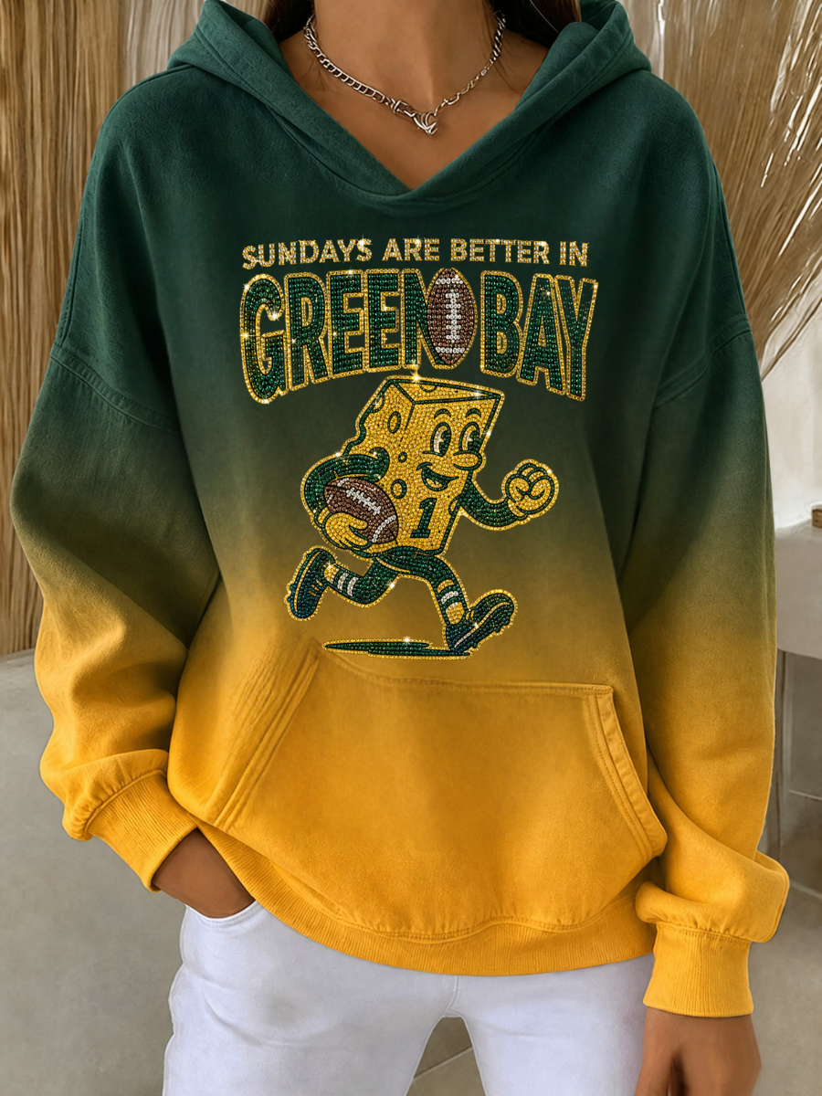 Women's Football Fan Printed Vintage Hoodie