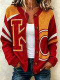 Women's Football Pattern Knitted Cardigan Top