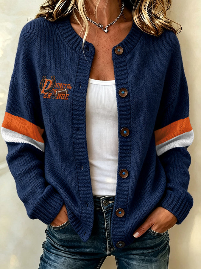 Women'S Football Fans Print Knitted Cardigan Top