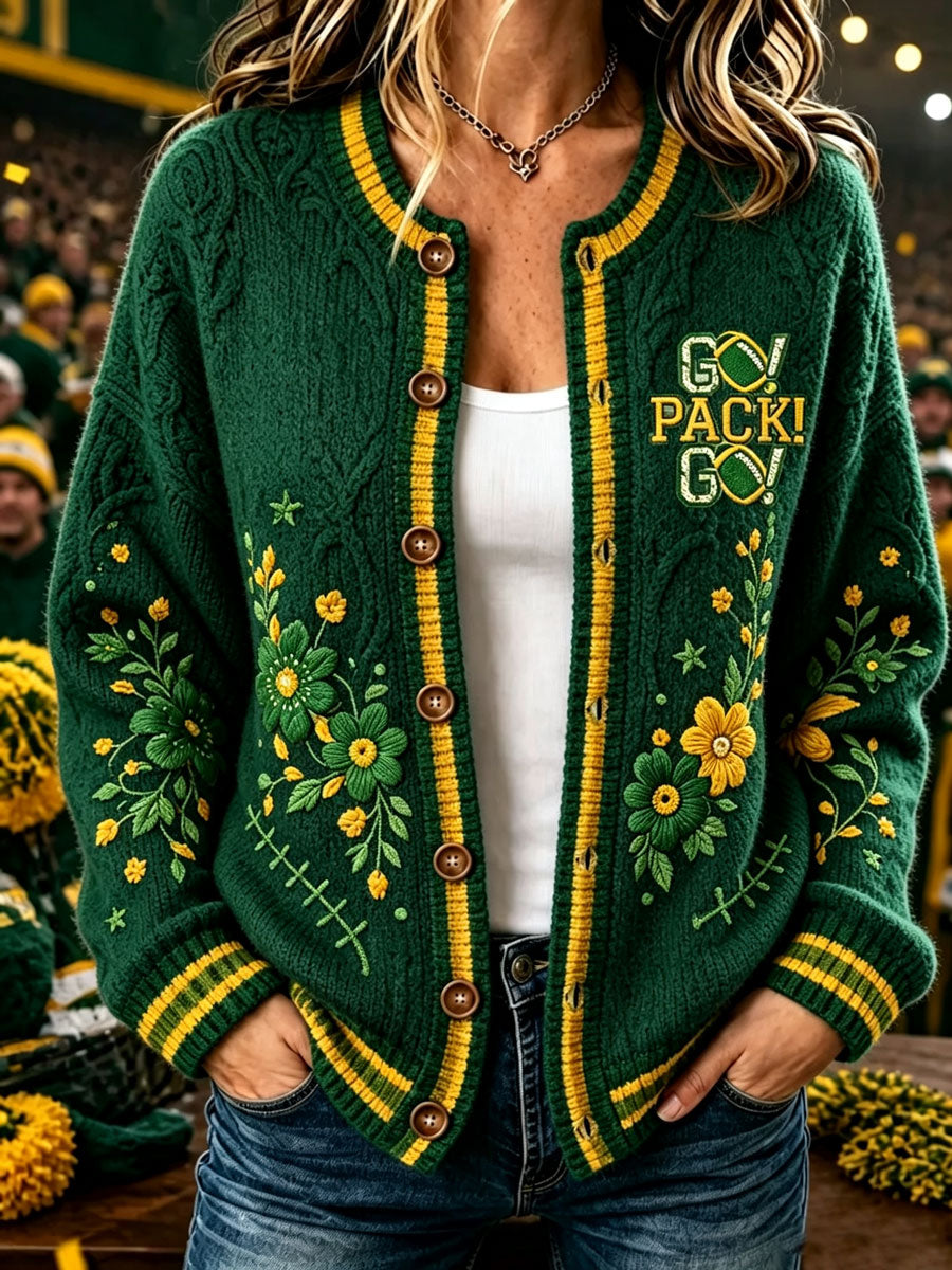 Women's Football Fans Printed Knitted Cardigan Top