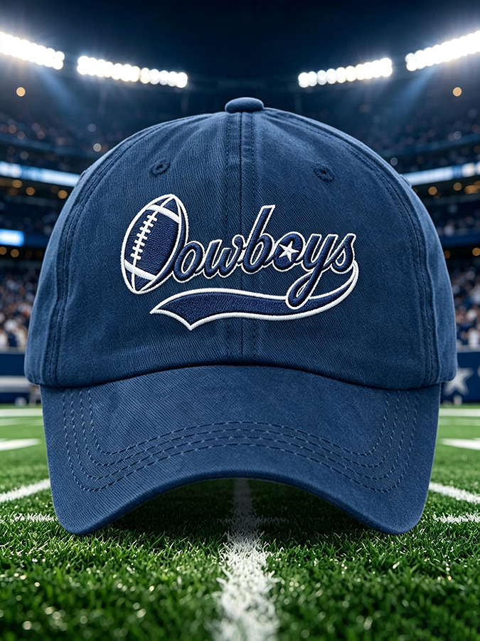 Unisex Football Print Washed Duckbill Cap