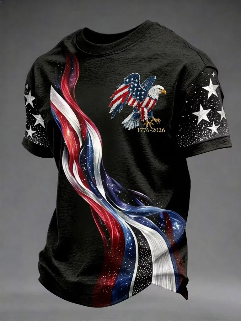 Men'S Leisure 250Th Anniversary Celebration American Eagle Personalized Printed Round Neck T-Shirt