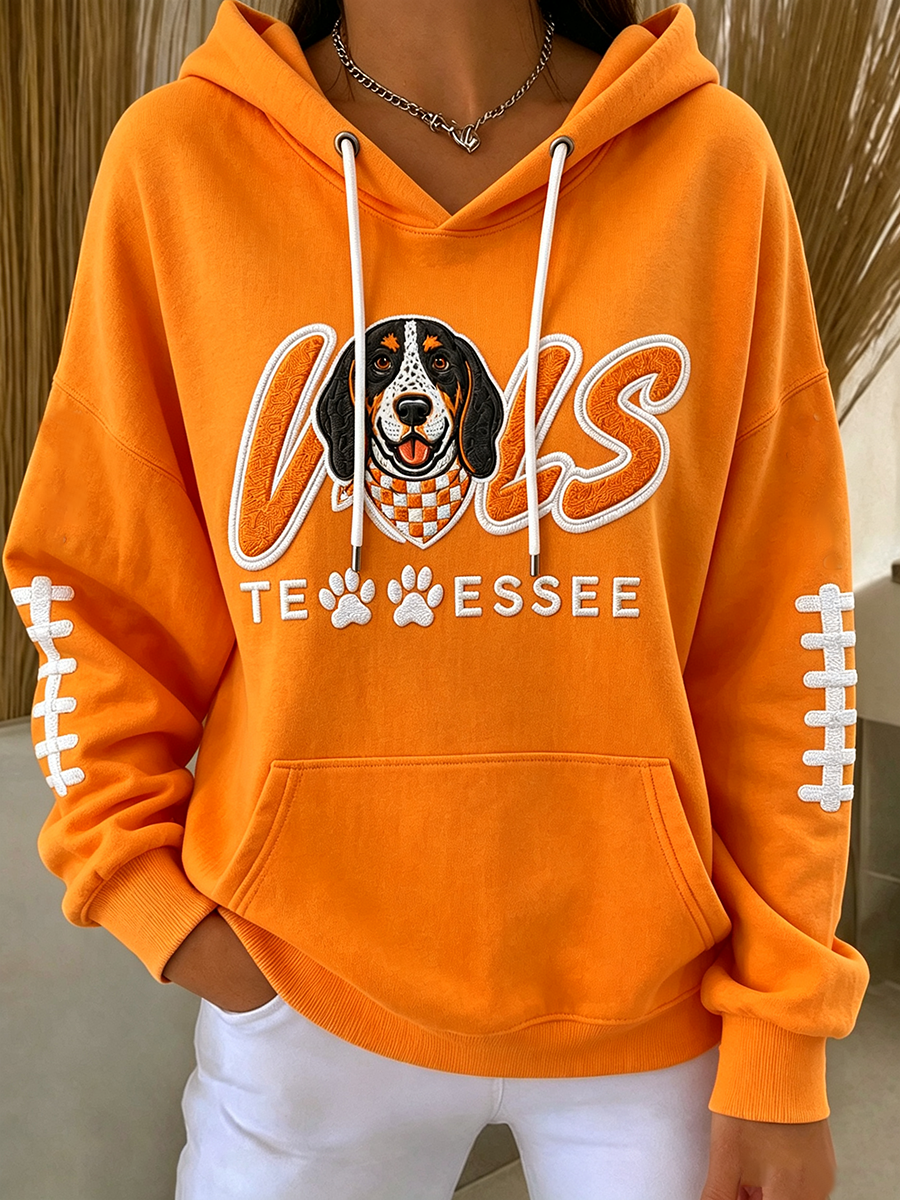 Women'S Football Print Hooded Sweatshirt