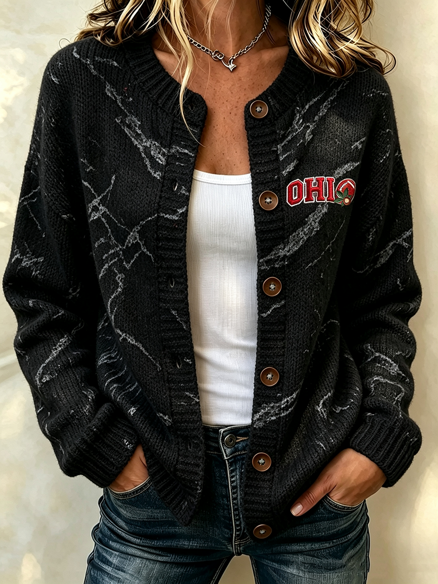 Women'S Casual Football Plant Knitted Cardigan Top