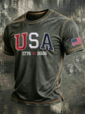 Men'S  USA 1776-2026 Printed Casual T-Shirt