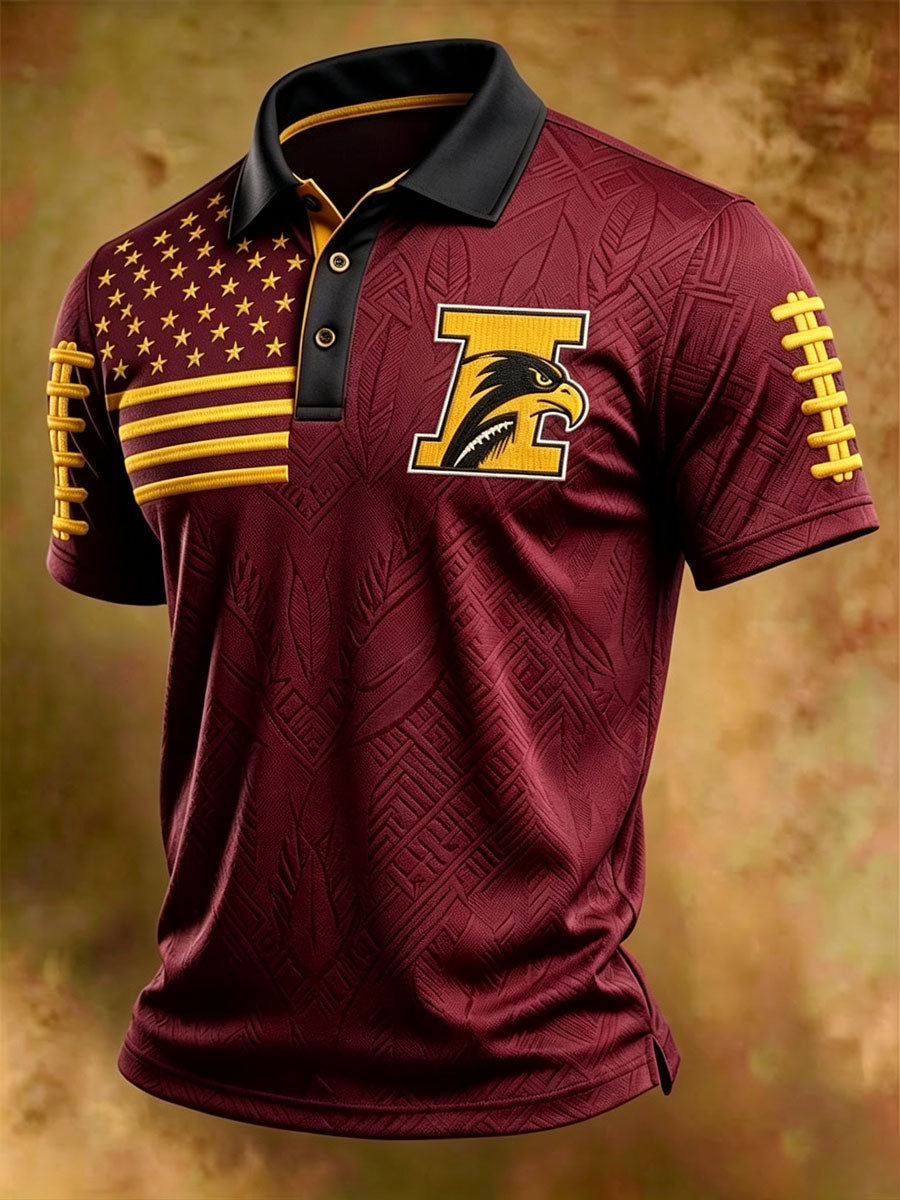 Men'S Football Print Polo T-Shirt
