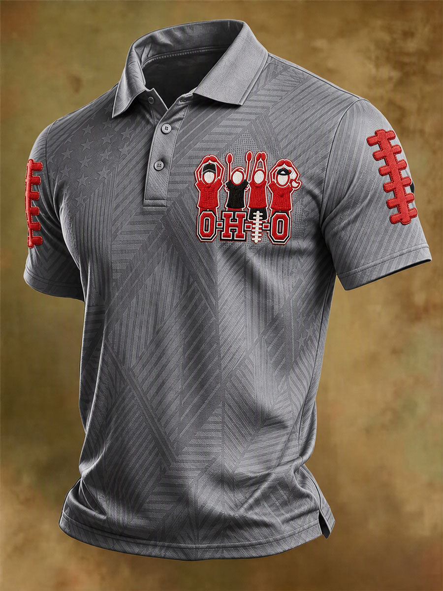 Men'S Retro Rugby Collar Polo T-Shirt