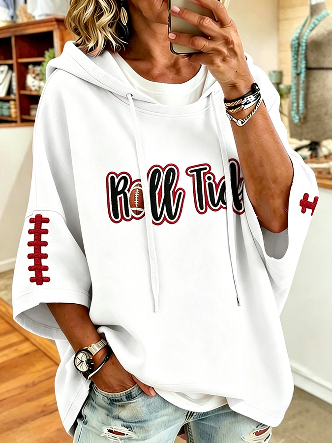 Women'S Retro Rugby Printed Hoodie