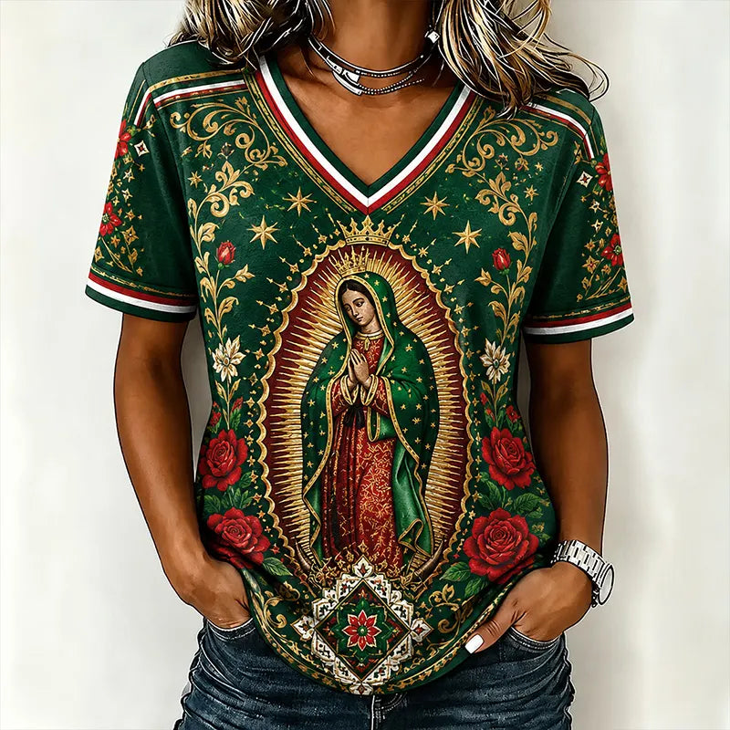 Women's Madonna-Themed Graphic Casual Top