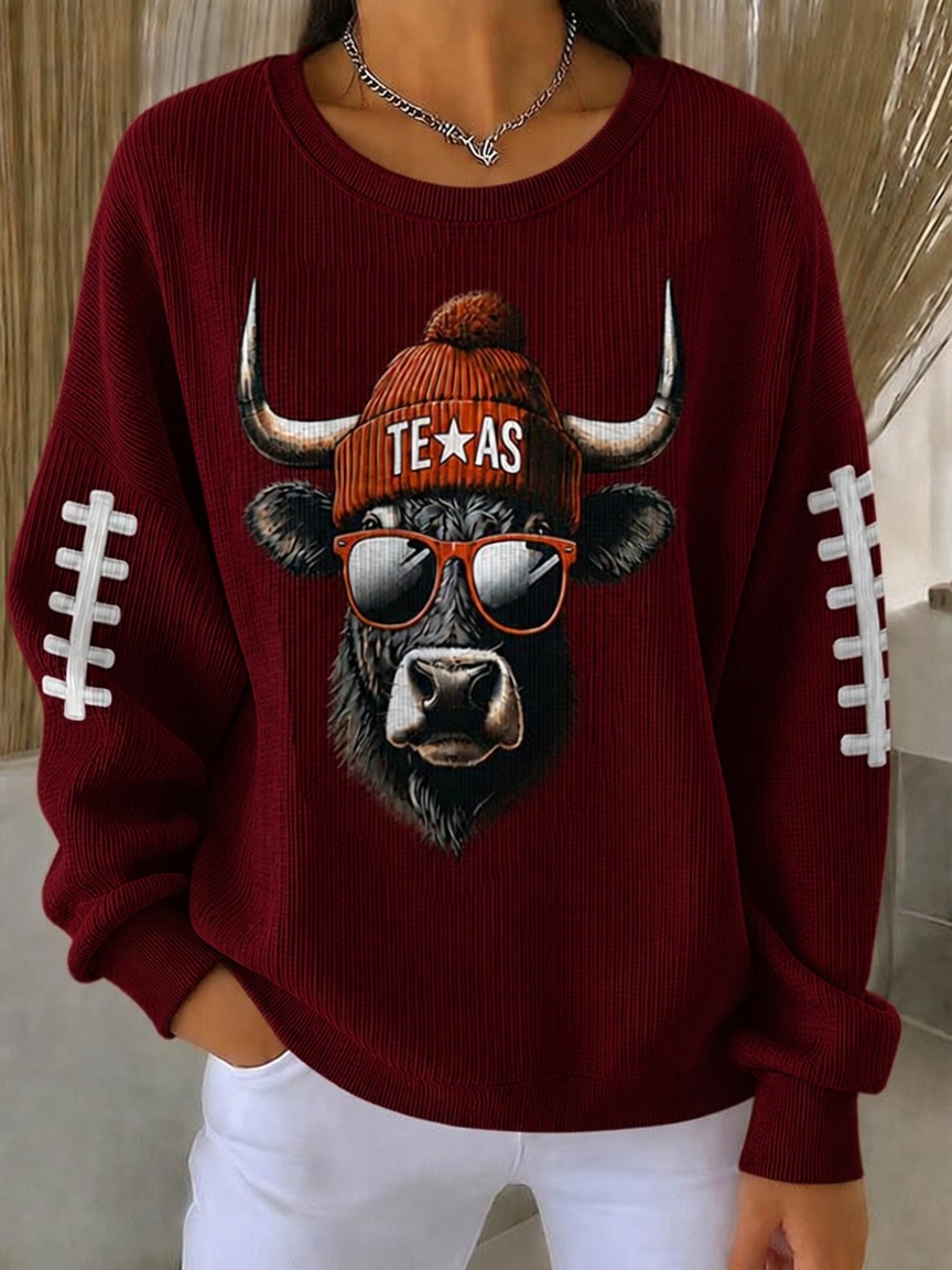 Women'S Football Print Casual Sweatshirt