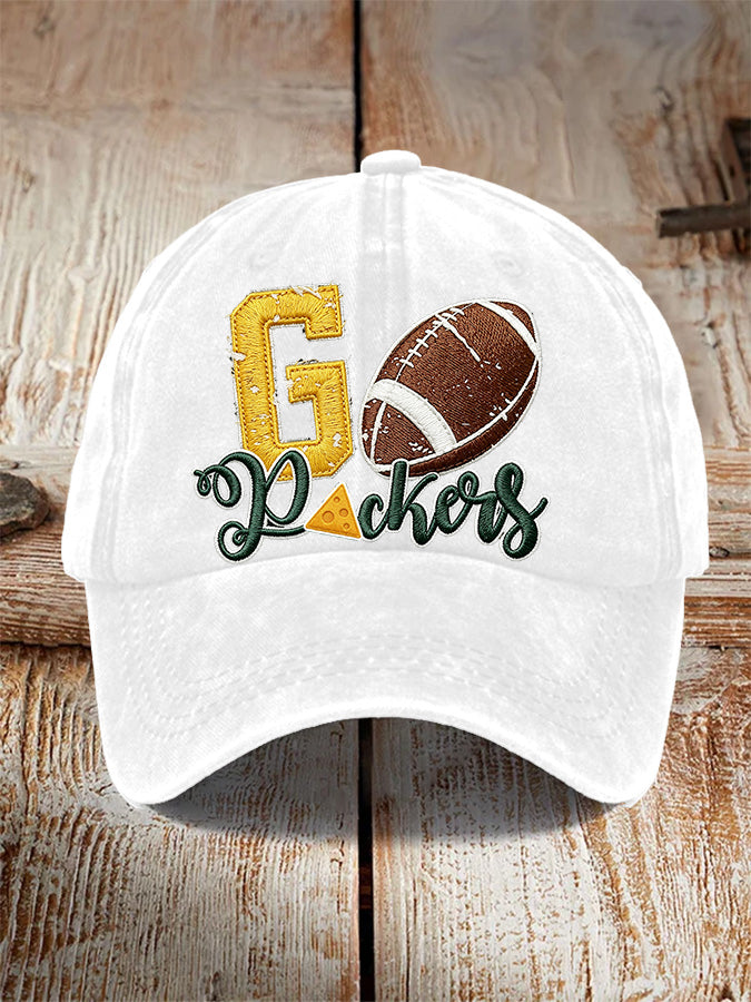 Unisex Football Washed Retro Printed Baseball Cap
