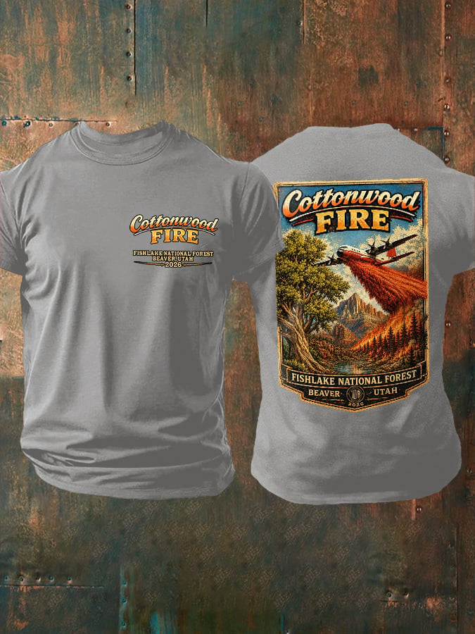 Men'S Retro Cottonwood Fire Fishlake National Forest, Beaver, Utah 2026 Print T-Shirt