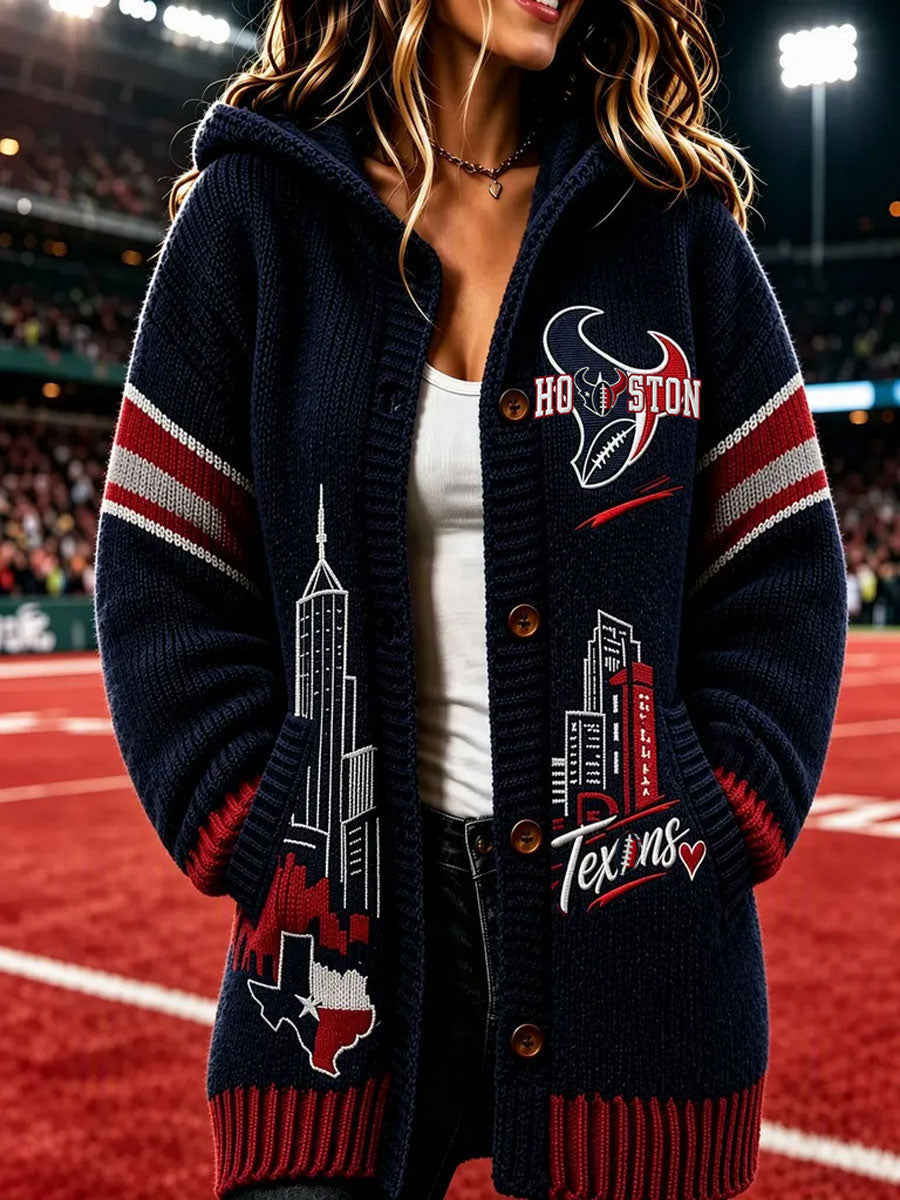 Women's Football Printed Casual Cardigan