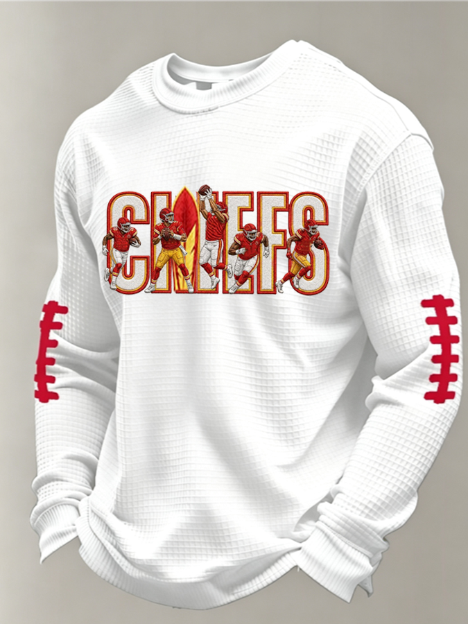 Men'S Football Printed Waffle T-Shirt