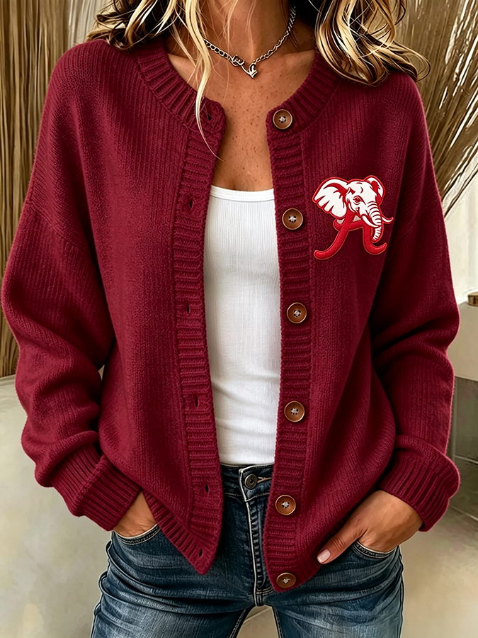 Women'S Casual Football Plant Knitted Cardigan Top