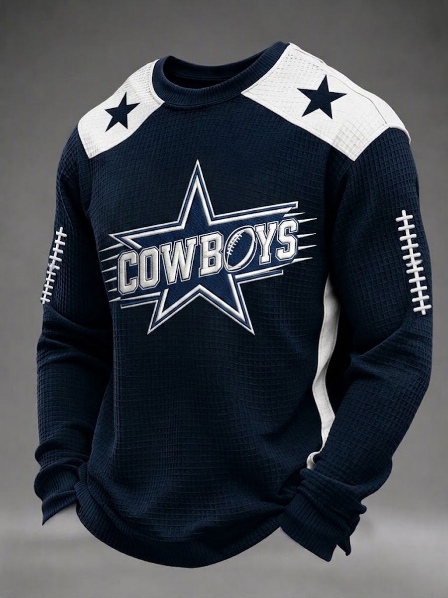 Men's Football Fan Round Neck Waffle Hoodie