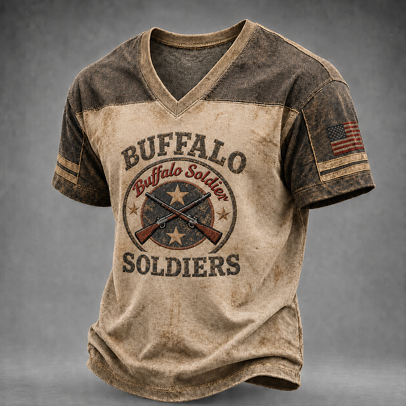 Men's Buffalo Soldier Summer V-Neck T-Shirt
