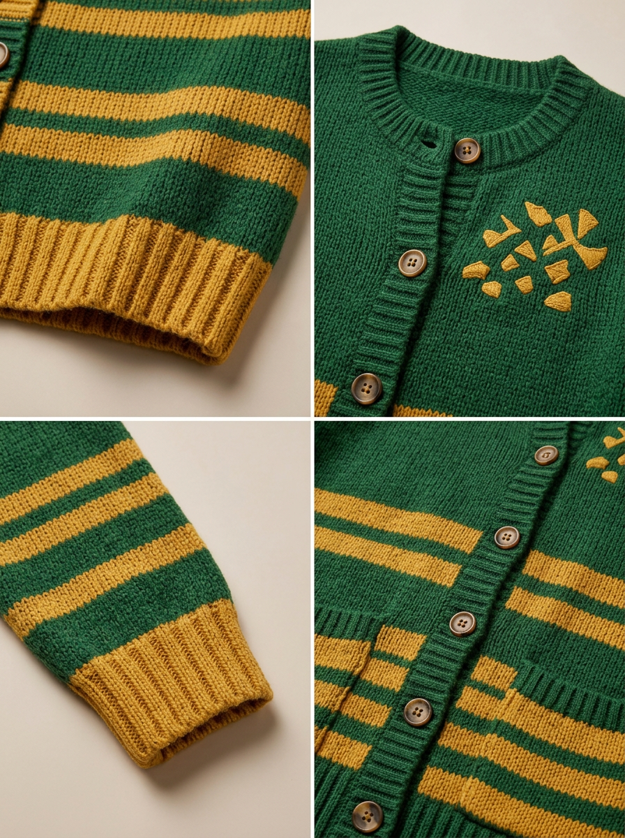 Women's Green Bay Packers Heart Logo Striped Knitted Cardigan