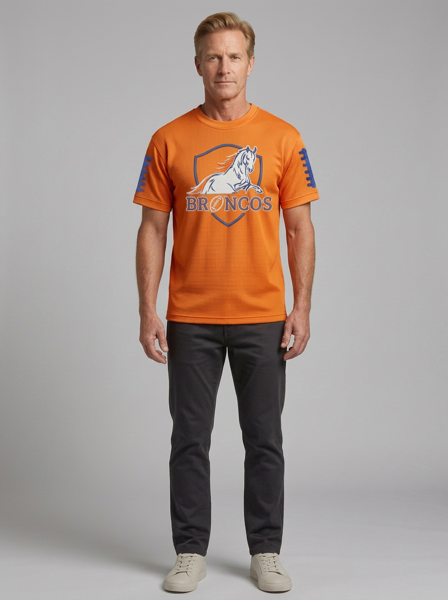 Men's Denver Broncos Football Shield Logo Printed T-shirt