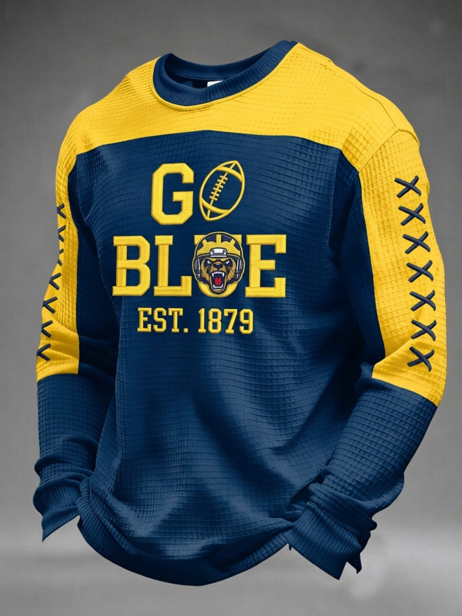 Men'S Football Game Printed Waffle Sweatshirt