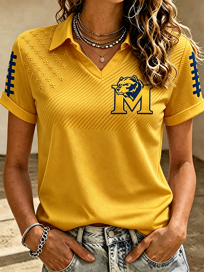 Women'S Casual Sports Supporter Lapel T-Shirt