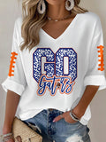 Women'S Football Print Waffle  Top