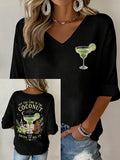 Women's Midnight Margaritas Print V Neck Top
