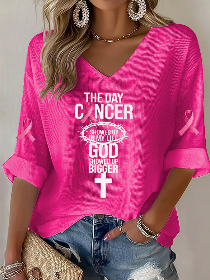 Women'S Pink Artistic Waffle T-Shirt