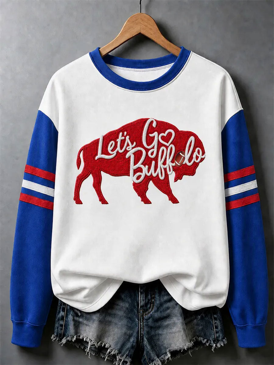 Women's Football Lover Buffalo Print Casual Sweatshirt