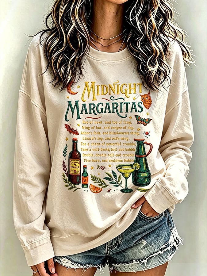 Women's Always Throw Spilled Salt Over Your Left Shoulder Print Casual Sweatshirt