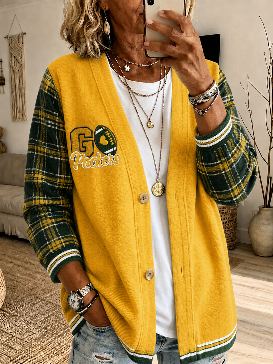 Women'S Football Print Cardigan