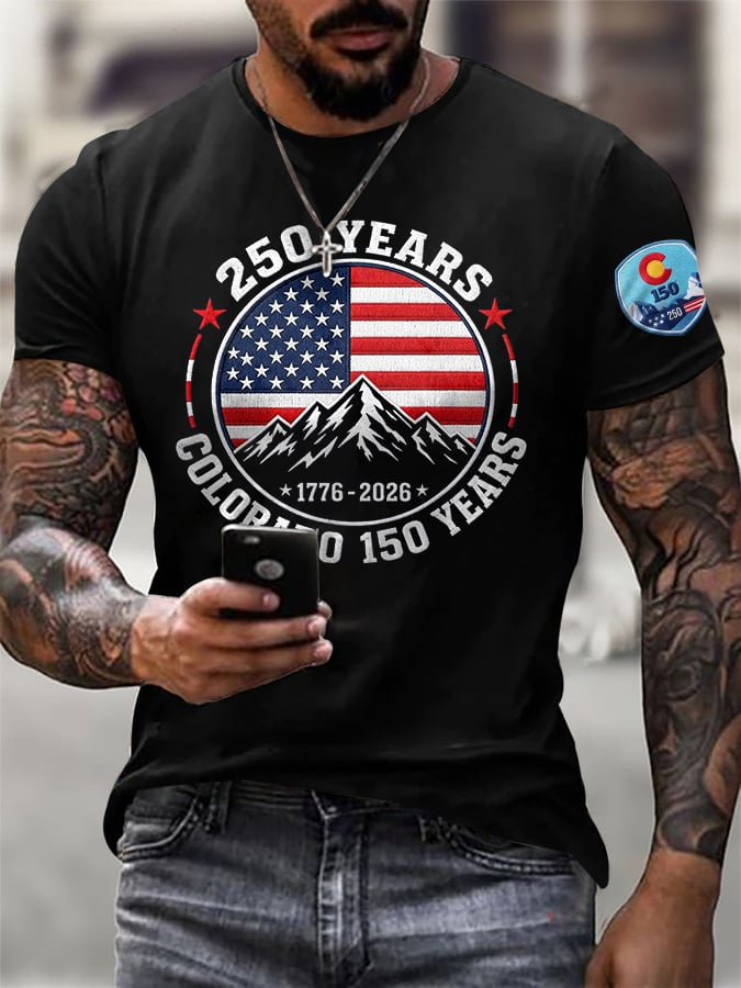 Men'S Retro Colorado 150 Years USA 250 Print T-Shirt