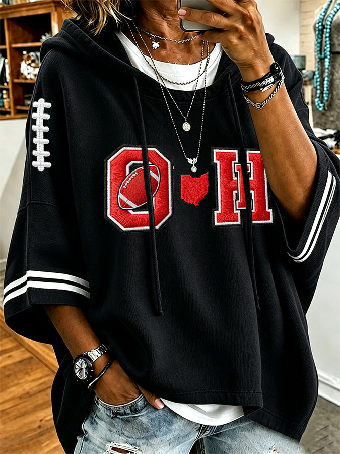 Women's University Football Fan Casual Loose Hoodie
