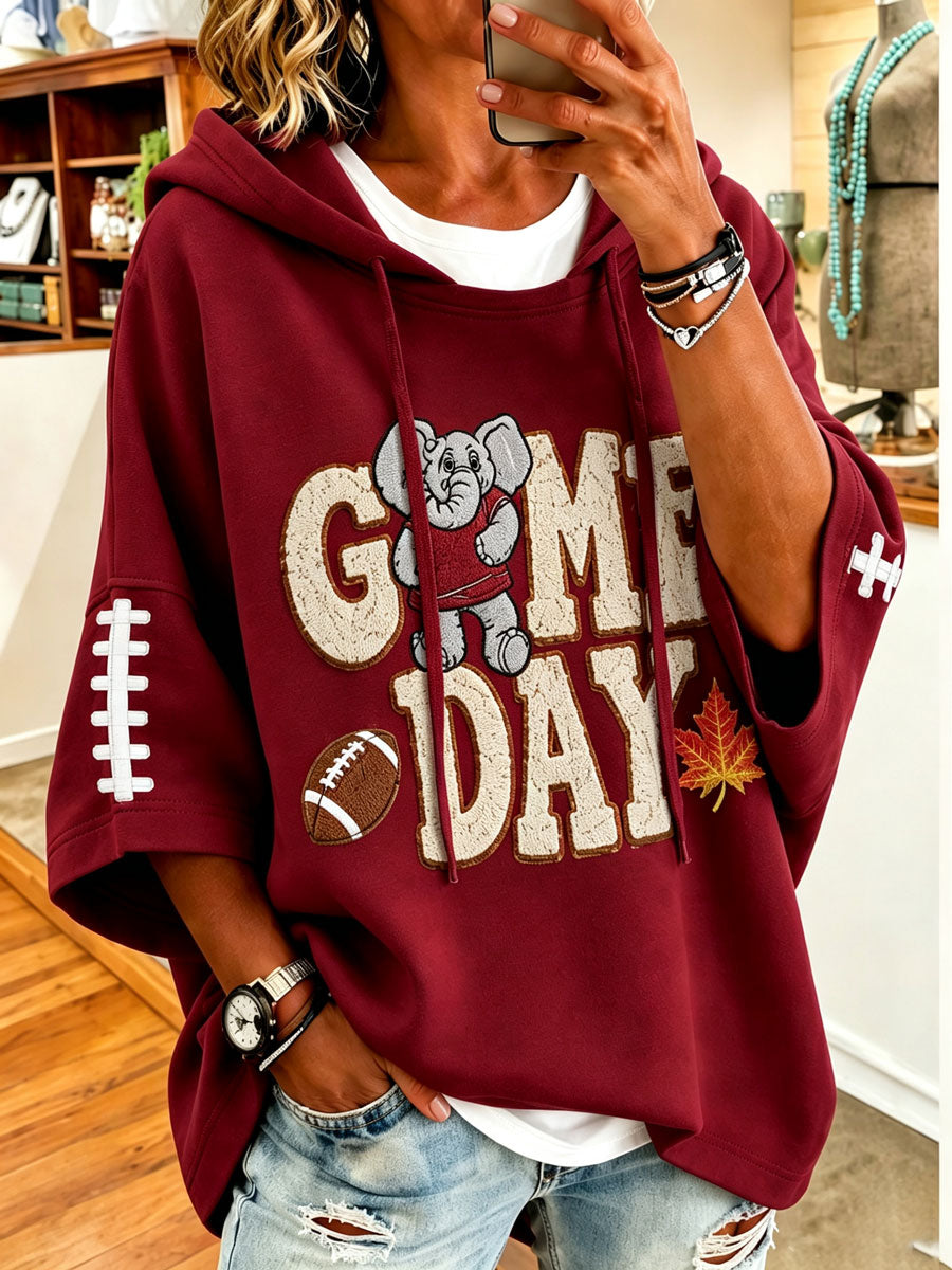 Women'S Retro Rugby Printed Hoodie