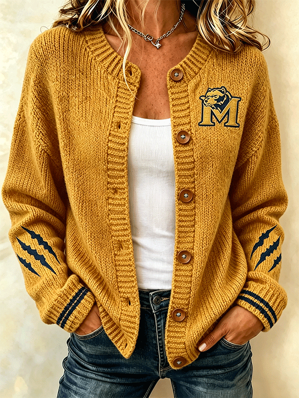 Women's Football Sports Casual Knitted Cardigan