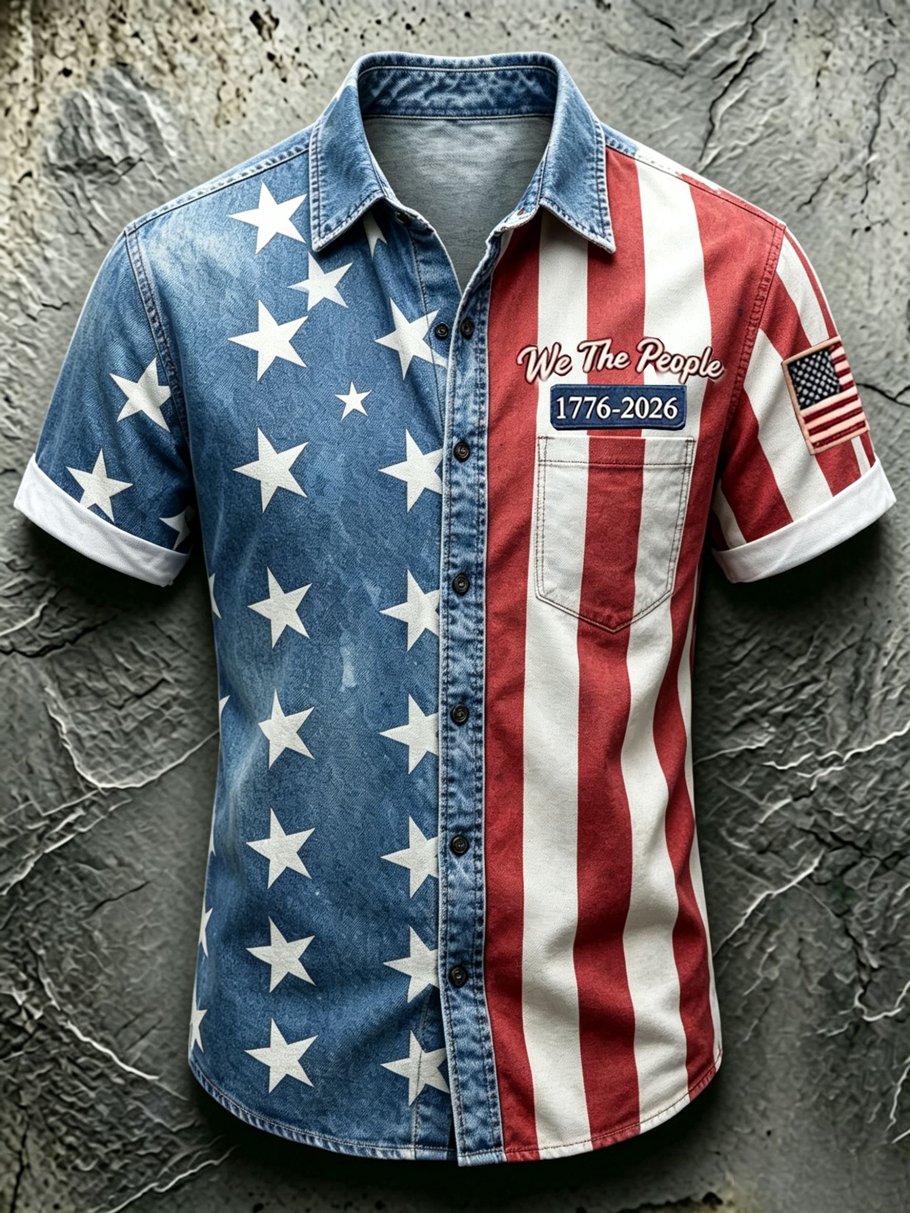 Men'S Casual 250Th Anniversary Printed Collar Shirt