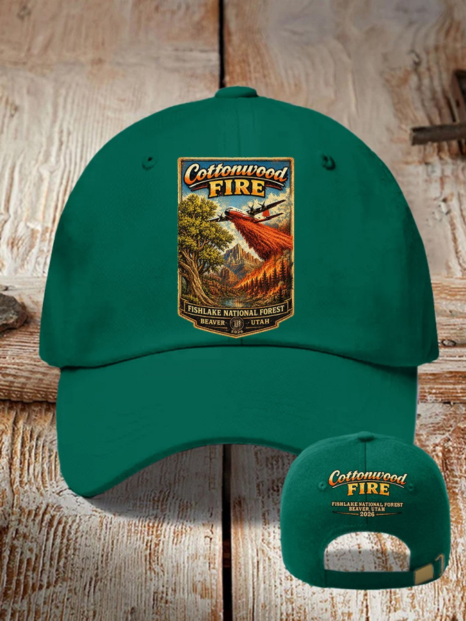 Retro Cottonwood Fire Fishlake National Forest, Beaver, Utah 2026 Print Baseball Cap