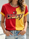 Women'S Football Printed Casual Round Neck T-Shirt