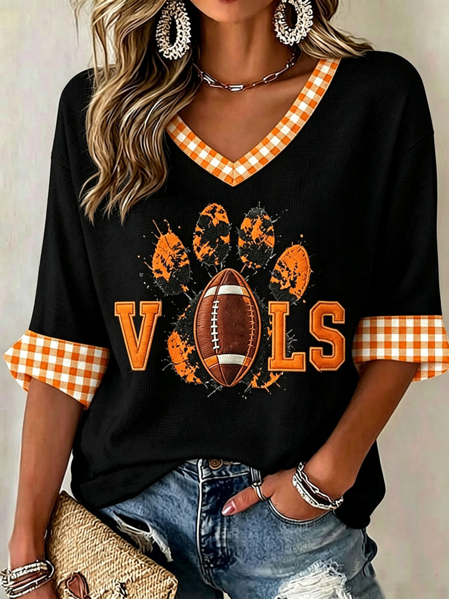 Women'S Football Print Waffle Top