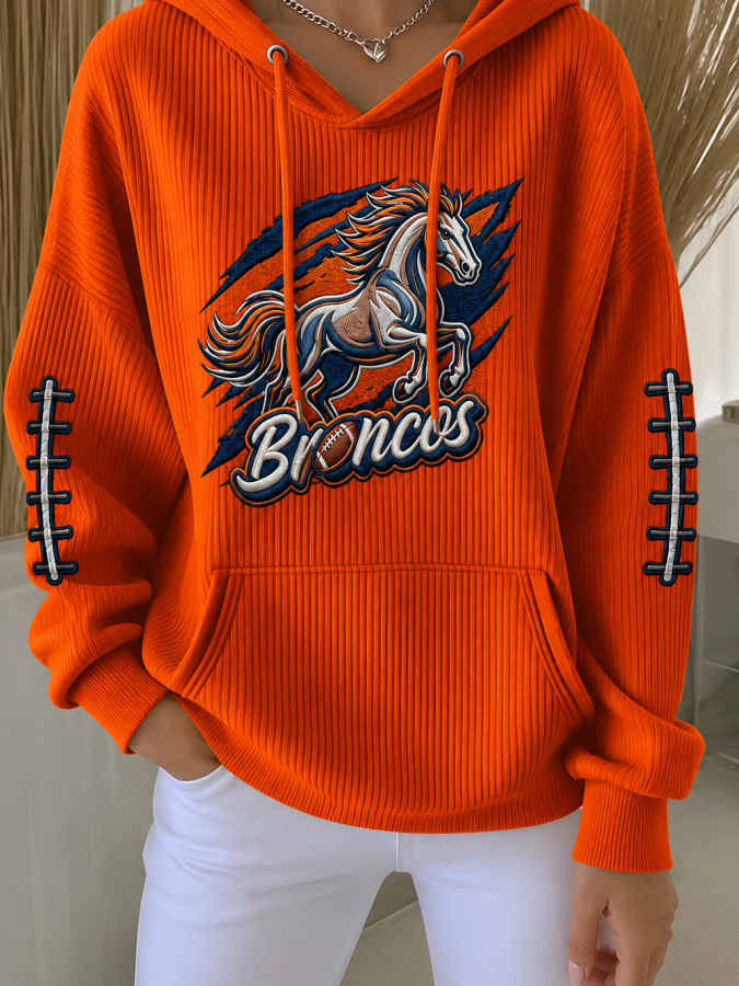 Women'S Football Printed Hooded Sweatshirt