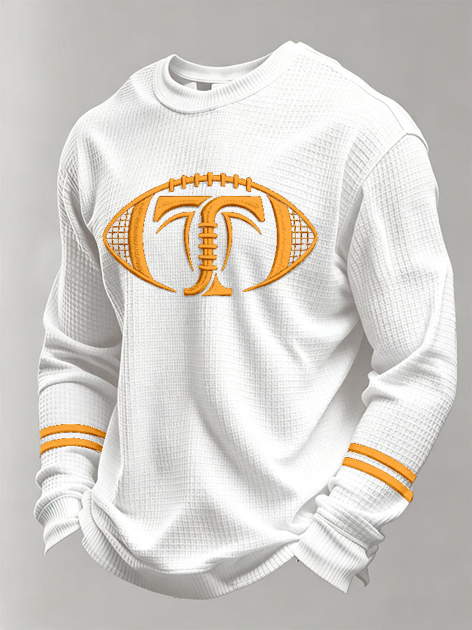Men's Football Printed Waffle Long Sleeve T-Shirt