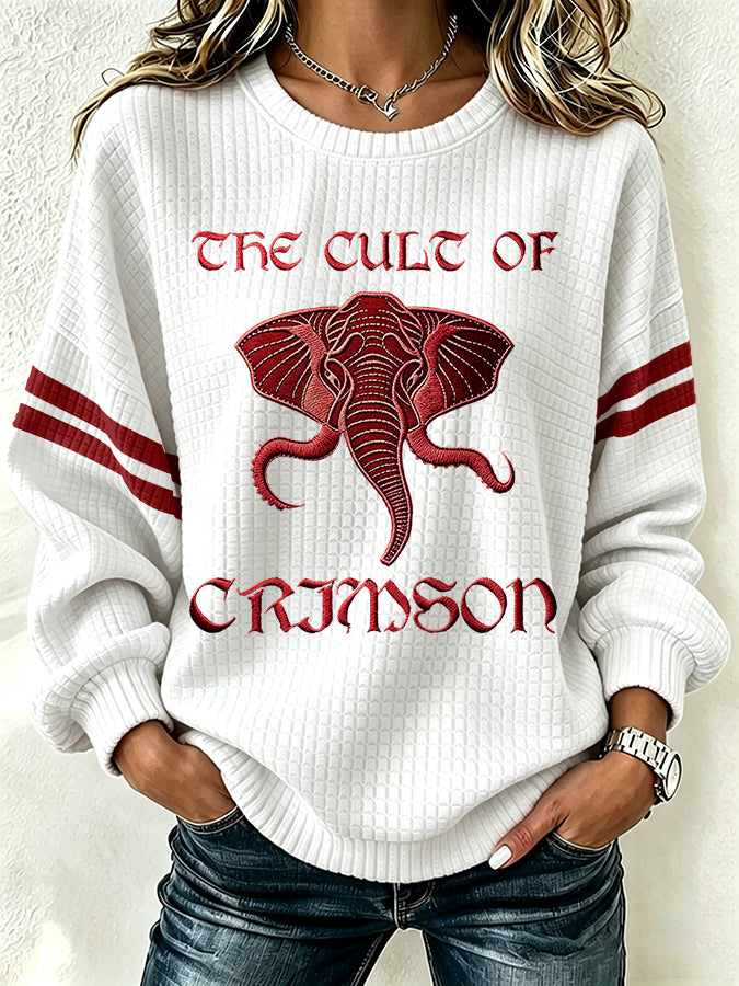Women'S Football Fan  Long Sleeved Round Neck Sweatshirt